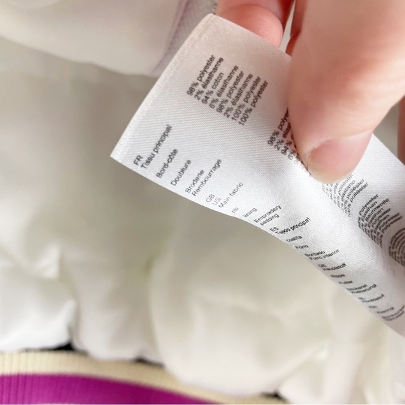 Maje Peacock Embroidered Satin Bomber Jacket White Small Casual Sporty Cropped - Picture 8 of 9